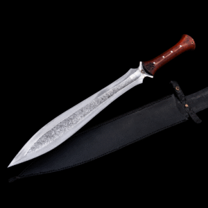 bodacious knives celtic leaf sword | handmade 5160 carbon steel 26'' hunting sword | viking battle sword with leather sheath | collector's blade
