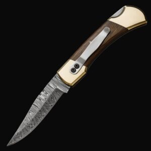 custom damascus bone pocket knife