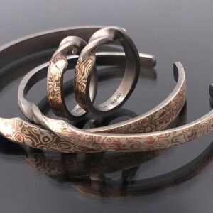 ring, bracelet, jewelry, silver, mokume gane, mokume, ponk smithi, damascus steel, copper, bangle