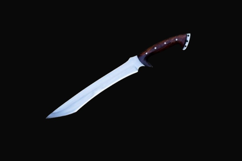 bodacious knives | 24'' handmade carbon steel survival machete | clip point | leather sheath bodacious knives | 24'' handmade carbon steel survival machete | clip point | leather sheath