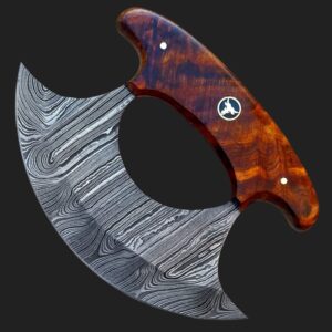 Pizza Cutter Cleaver Knife - Handmade Damascus Steel Premium Wood Handle