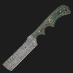 bodacious bull cutter knife damascus steel micarta handle