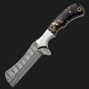 bodacious bull cutter knife premium damascus & burl wood