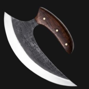 pizza cutter ulu knife handmade damascus steel premium wood handle