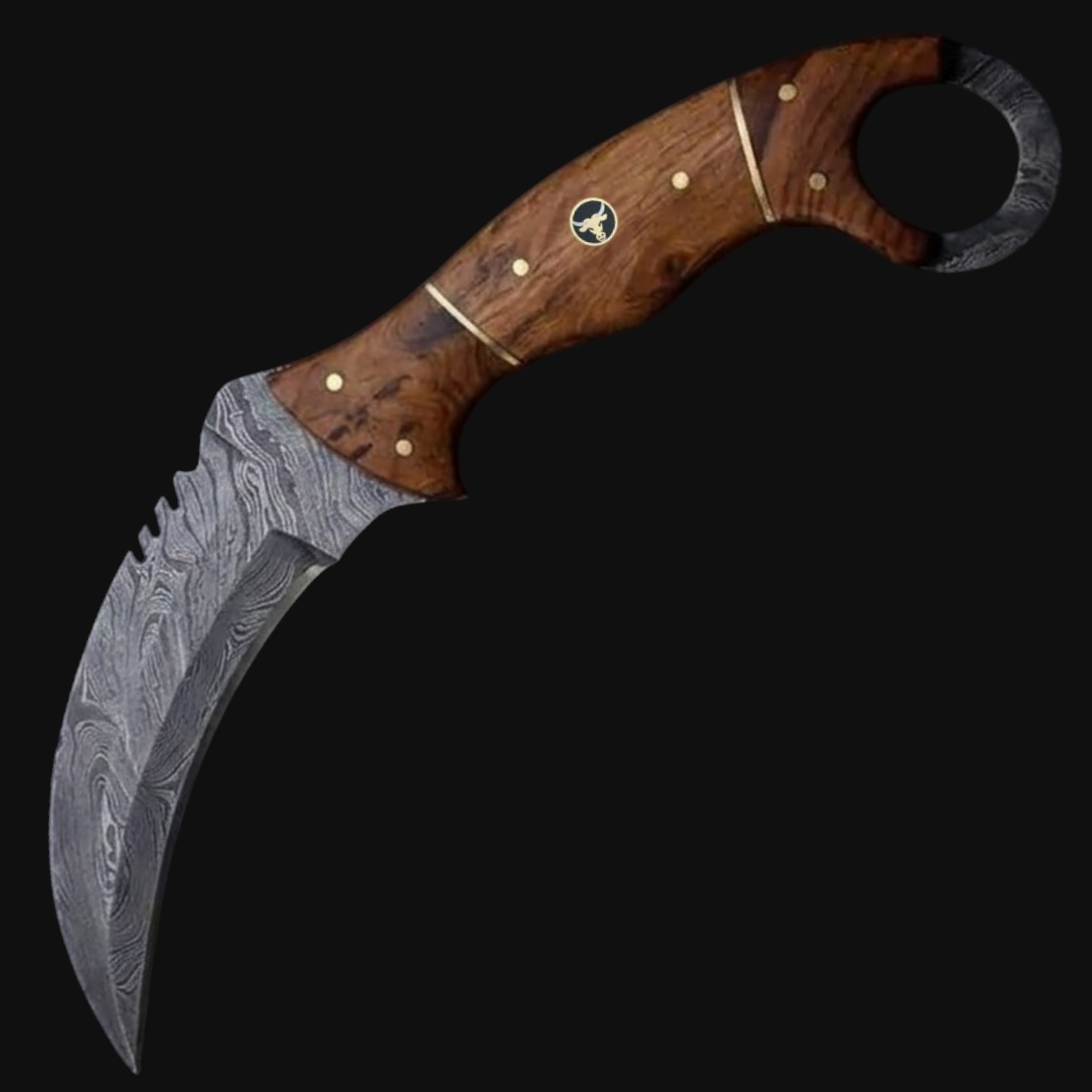 bodacious damascus karambit knife with olive wood handle bodacious damascus karambit knife with olive wood handle